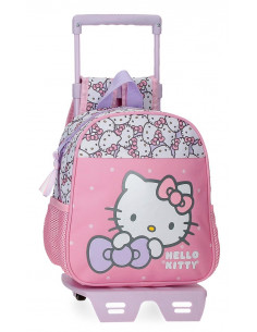 MOCHILA ADAP. 25CM. C/CARRO. HELLO KITTY MY FAVOURITE BOW
